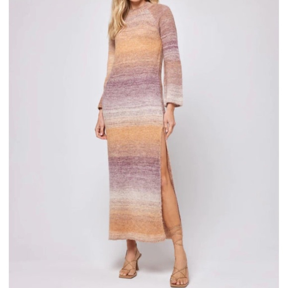 NWT L*Space Women’s The Monroe Long Bell Sleeve Sweater Maxi Dress Size Large